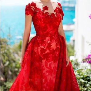 Beautiful Tarik ediz dress with detachable lace  over skirt absolutely stunning